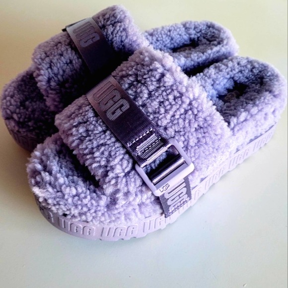 UGG Shoes - UGG Super Fuzzy Logo Lilac Purple Slippers NEW size 7